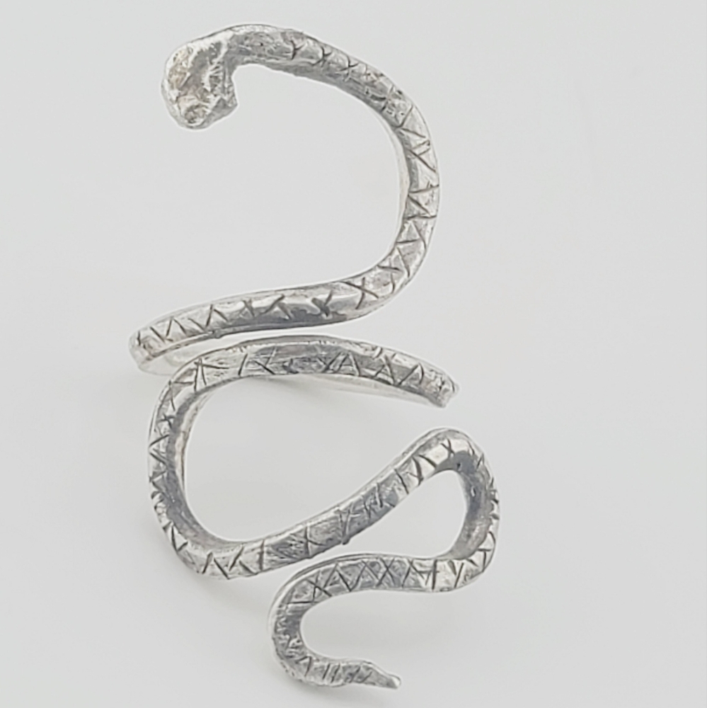 Snake Adjustable Ring Handmade In Sterling Silver Metal Size 7 And Up